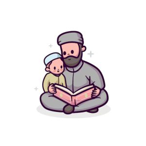 islamic-ramadhan-vector-illustration-design-father-little-boy-reading-koran-alquran_90573-770